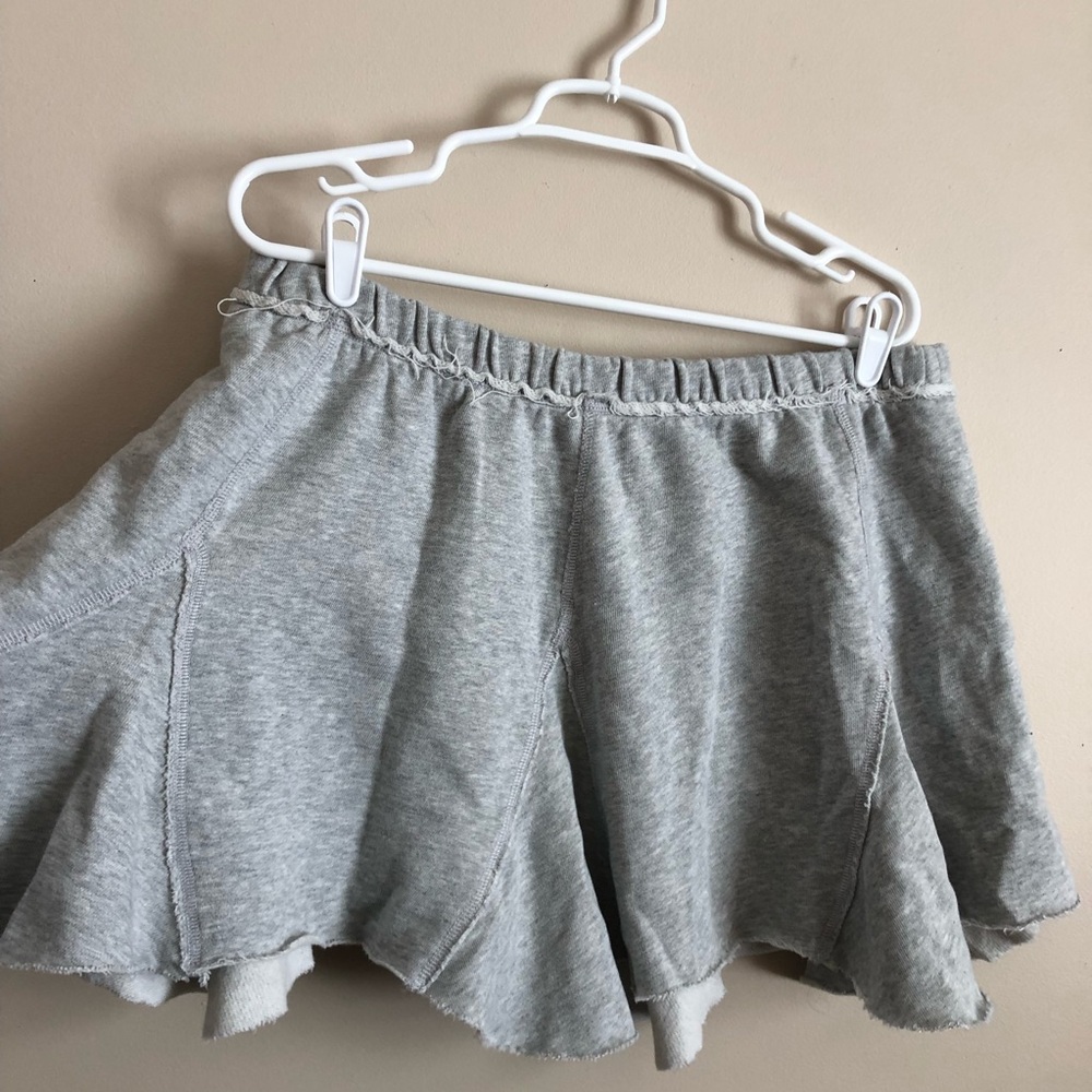 Aerie Gray Pleated Sweat-pant Material Skirt